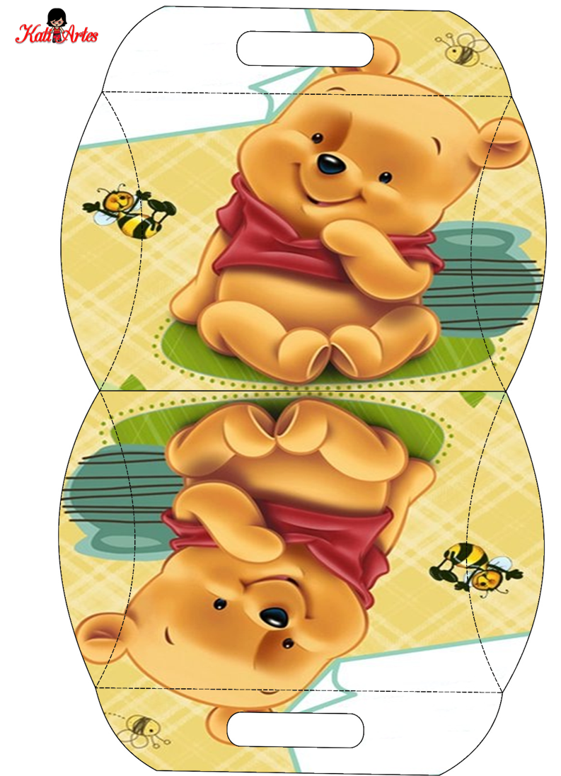 Winnie the Pooh Bebé: Caja Almohada para Imprimir Gratis.