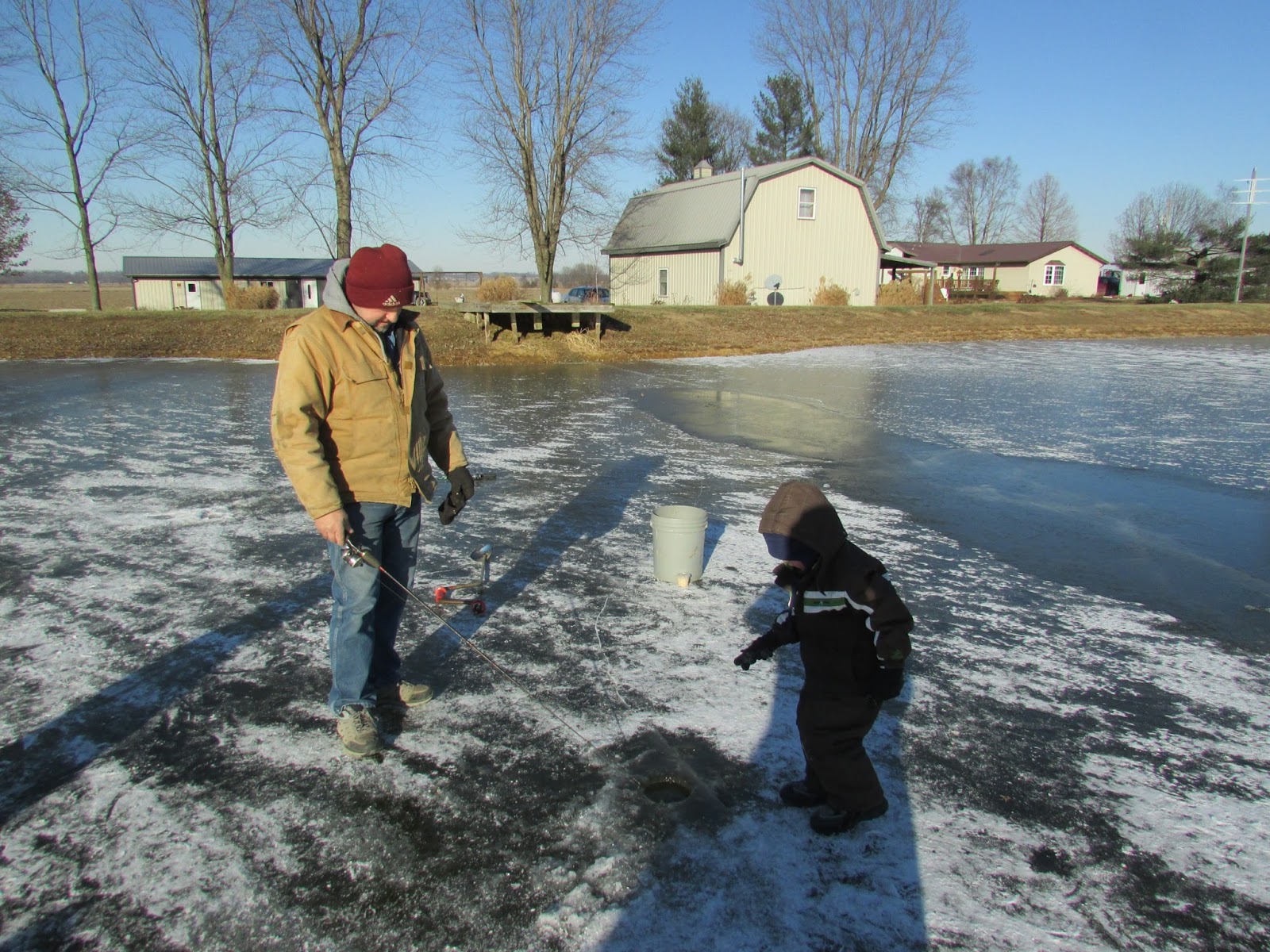 Murray & Candace's Adventures Ice Fishing on the Pond...