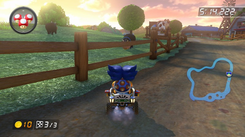 Mario Kart 8 Moo Moo Meadows Moo Moo Meadows fence cows
