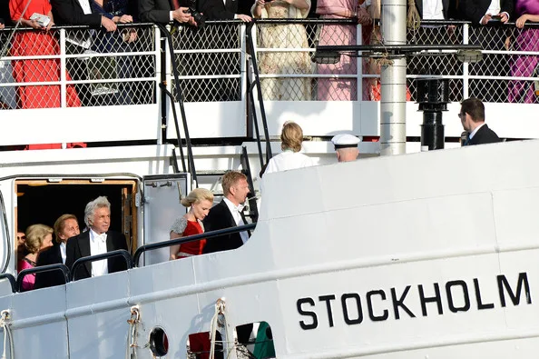 Princess Charlene of Monaco, Prince Edward, Earl of Wessex and Sophie, Countess of Wessex depart for the banquet after the wedding ceremony of Princess Madeleine of Sweden and Christopher O’Neill.