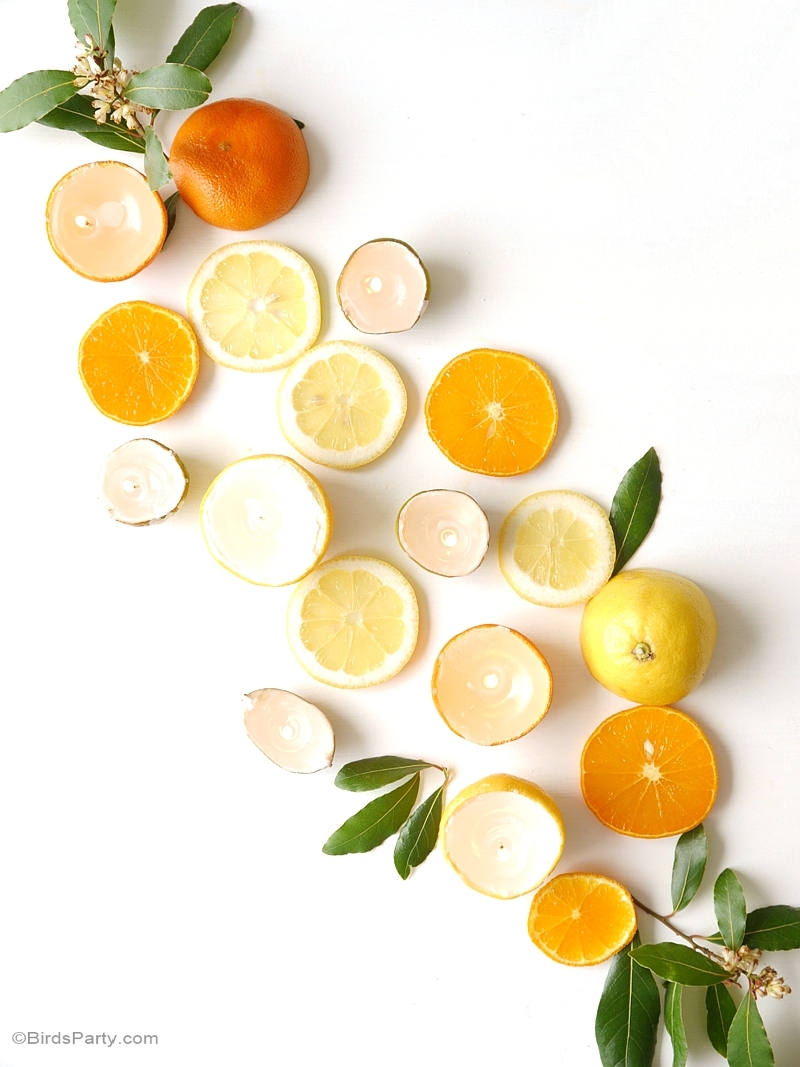 DIY Quick & Easy Citrus Candles using real fruit - BirdsParty.com