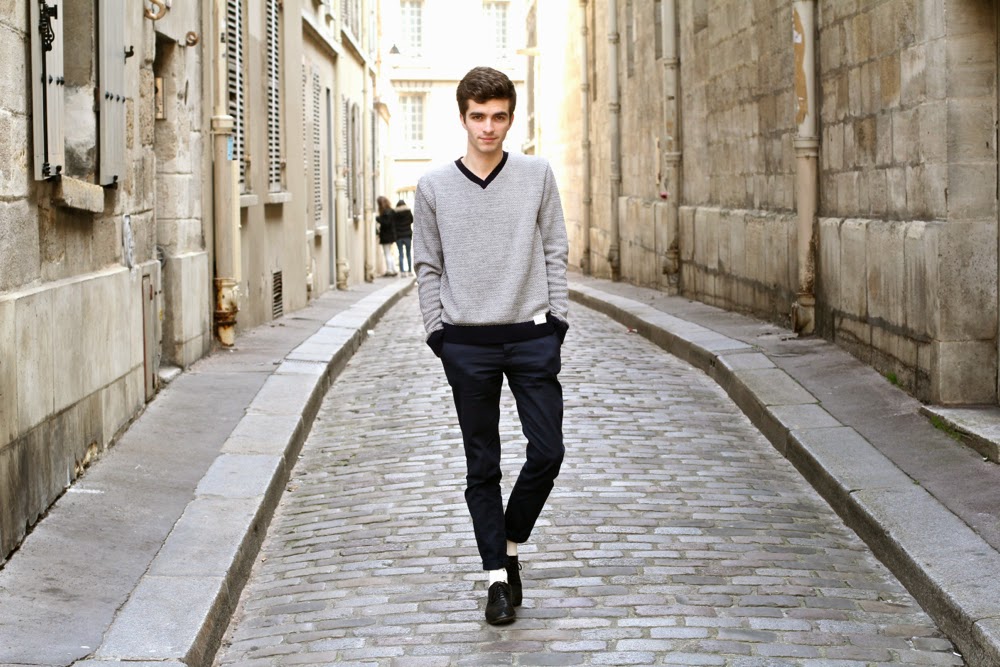 HOALEN-pull-Acne-Studios-Manteau-laine-Chino-marine_Richelieu-clou_Martin-Margiela-édition-limite_Pullin-chaussettes-pois-étole-aztèque_BLOG-MODE-HOMME-Mensfashion-Style-Preppy-Paris-Dandy2