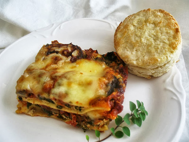 vegetarian mushroom and spinach lasagne