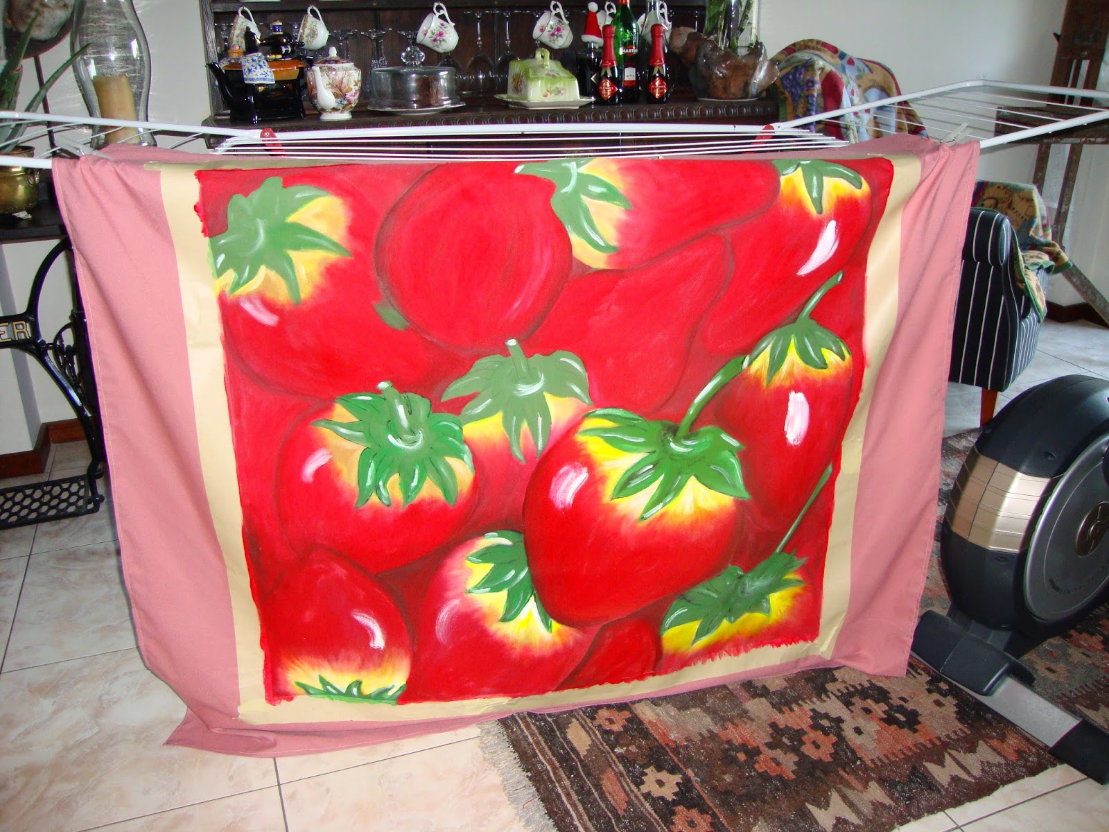 All things beautiful Just finished painting my tablecloth with fabric