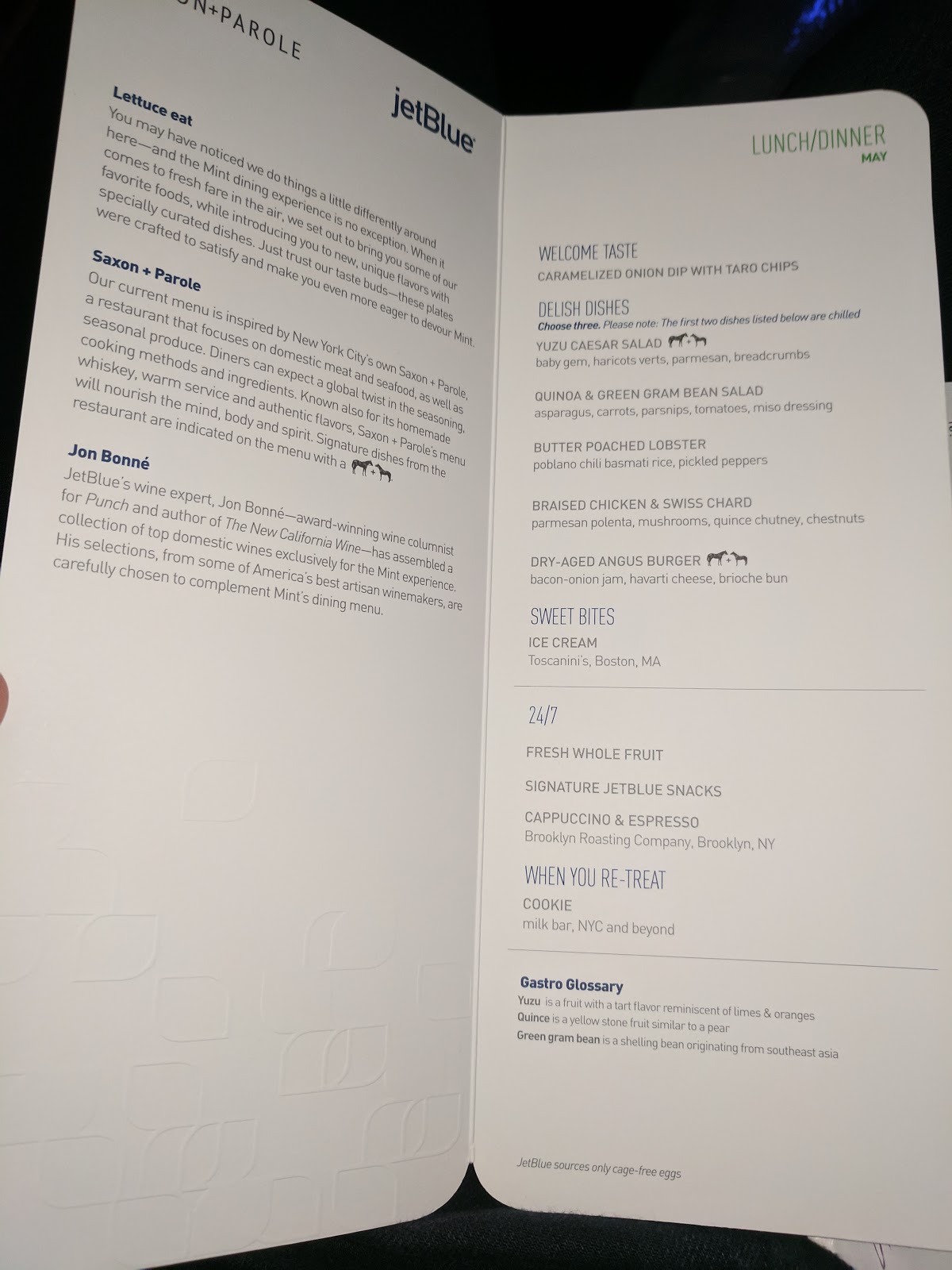 Julie's Dining Club: Jetblue Mint, Flight 1833, (May 2017, Dec 2017, August  2018)