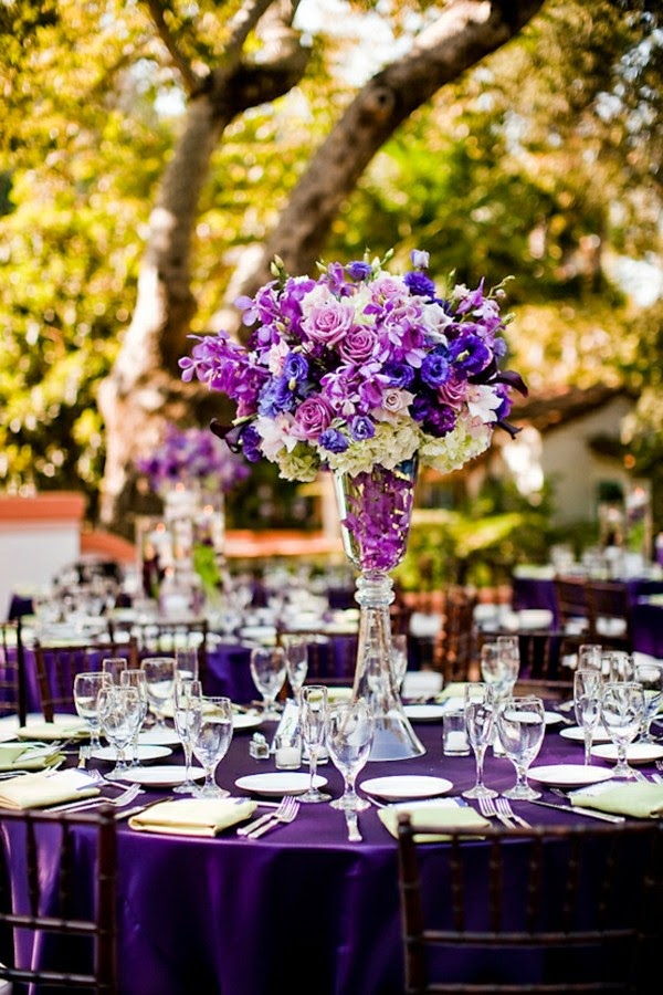 Table decorations for the wedding in purple color – 32 images!