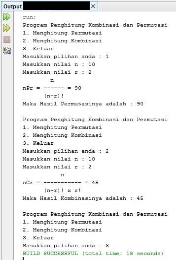 Source Code Java: Menghitung Kombinasi dan Permutasi | Source Code ...