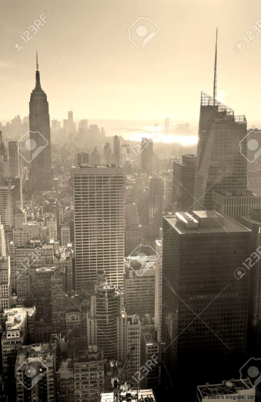 New York City Skyline Black And White In Midtown Manhattan Aerial