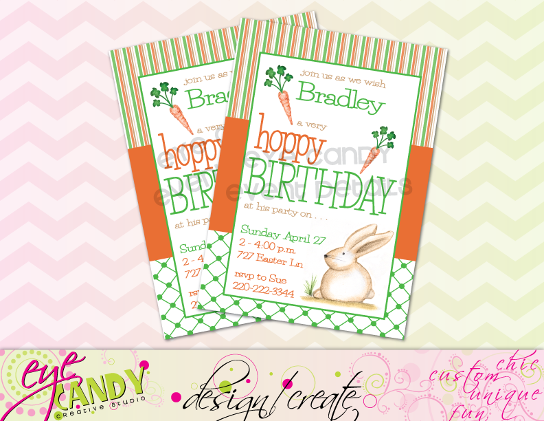 hoppy birthday invite, birthday invite, easter birthday party idea, kids birthday