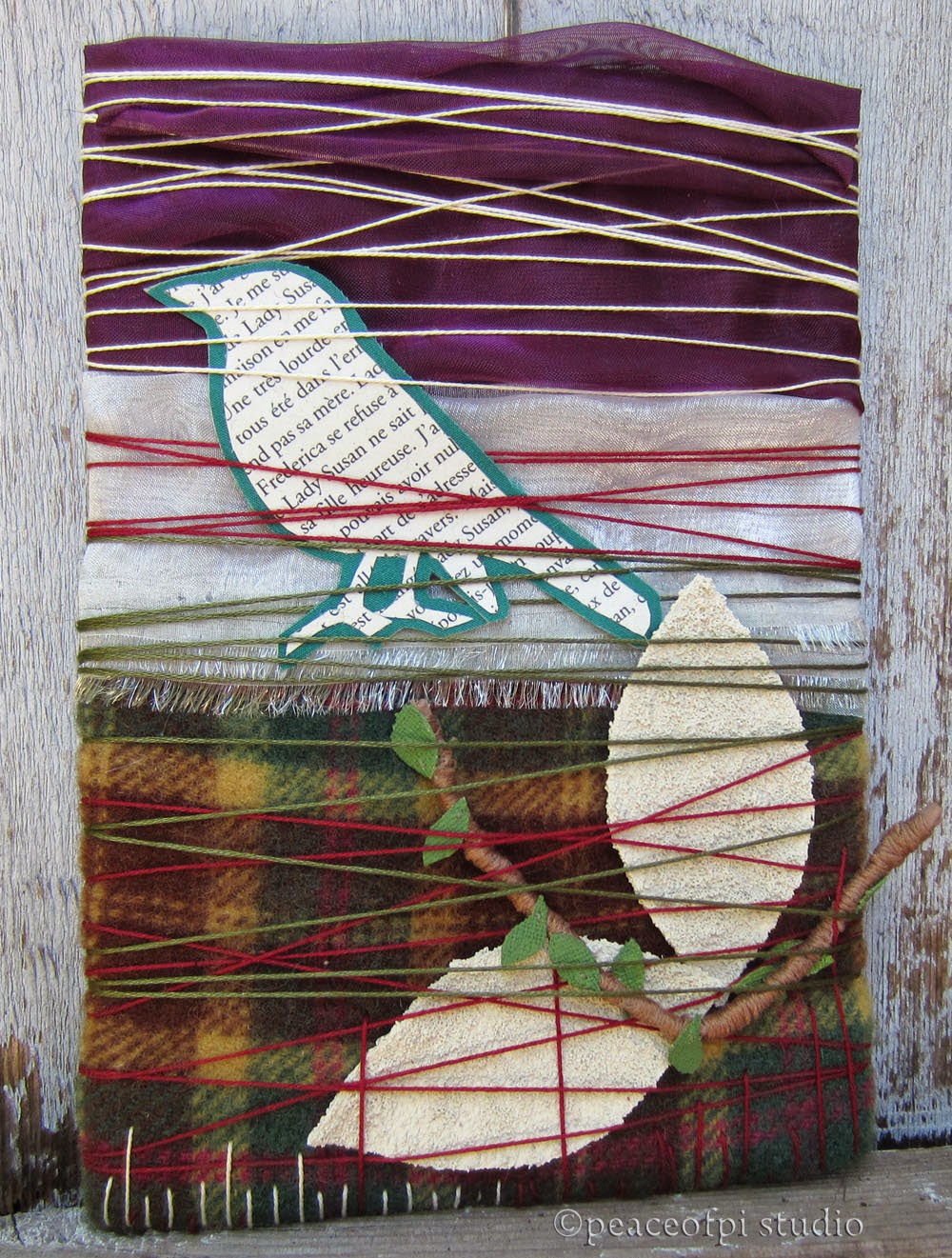 peaceofpi studio Fabric Mixed Media Bird Collage