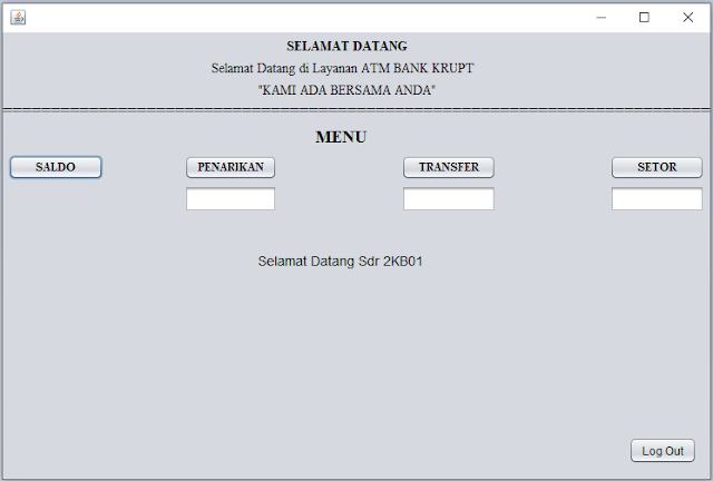 Program ATM sederhana GUI menggunakan JAVA (NetBeans IDE8.1)