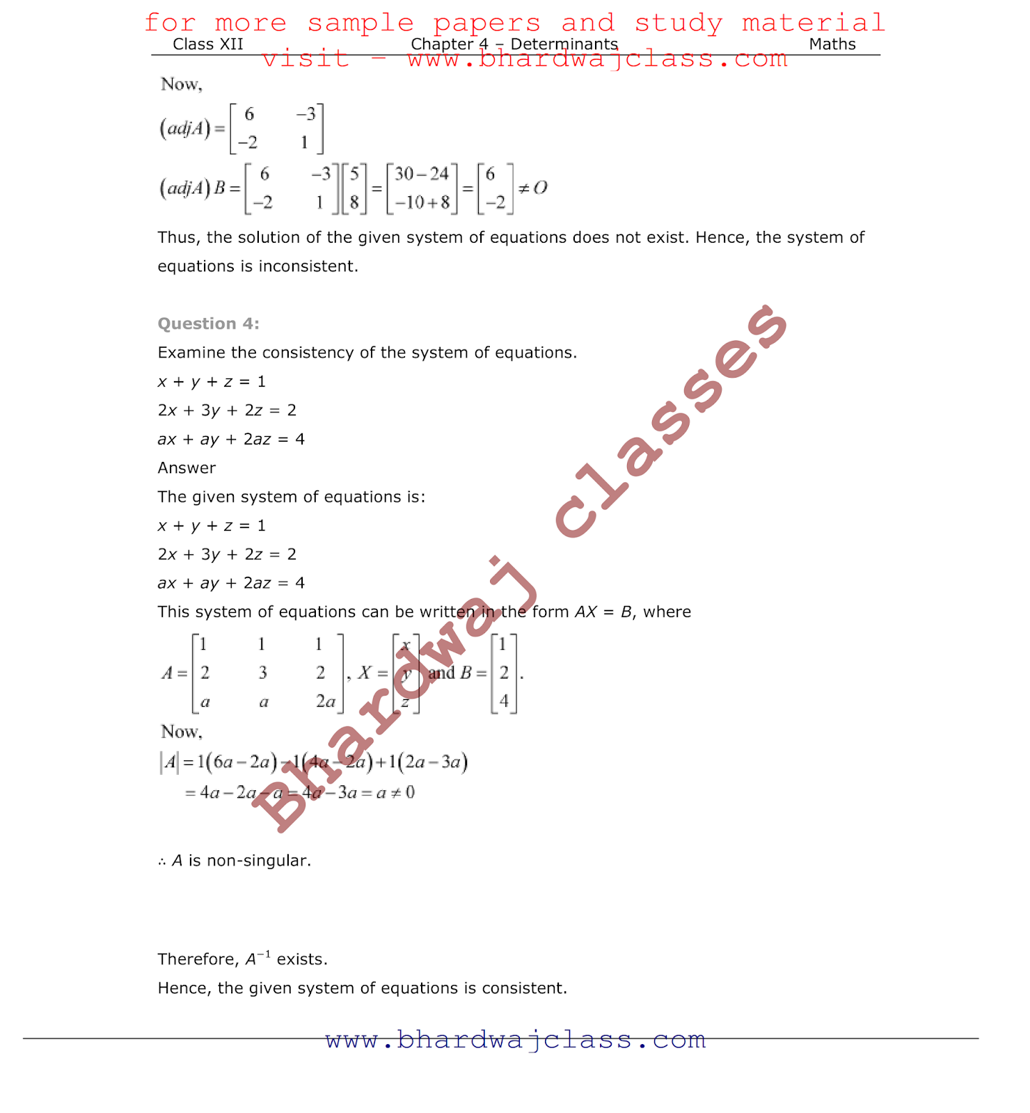 Class 12 Maths NCERT Solution Chapter 4 Class 12 Maths NCERT Solution Chapter 4