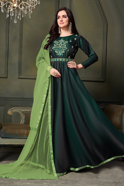 Astonishing Forest Green Color Elegant Evening Gowns