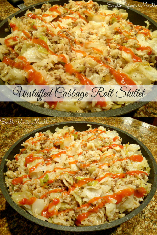 Unstuffed Cabbage Roll Skillet | All the goodness of cabbage rolls without precooking the rice or parboiling the cabbage in this deconstructed cabbage roll recipe that cooks in a skillet! #cabbage #rolls #unstuffed #deconstructed #recipe
