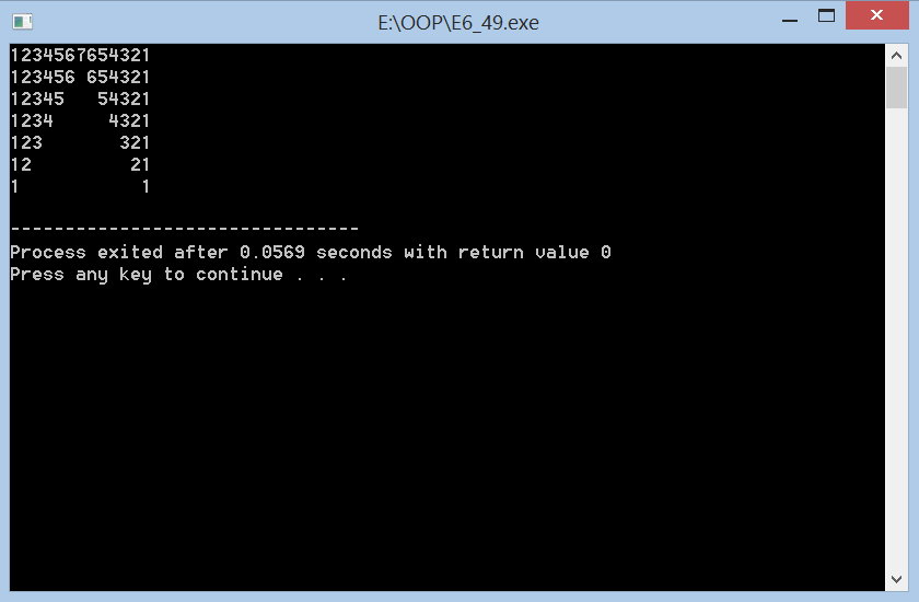 49. Program to display the following output using loop.