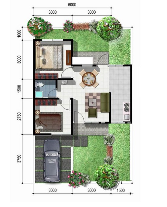 LINGKAR WARNA 20 desain inspiratif denah rumah minimalis dengan lebar