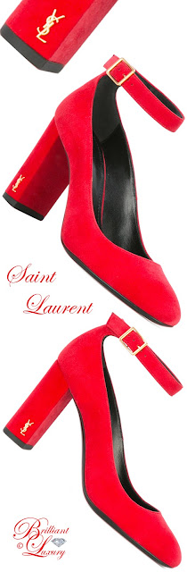 ♦Saint Laurent red Babies 70 pumps #saintlaurent #shoes #red #pantone #brilliantluxury