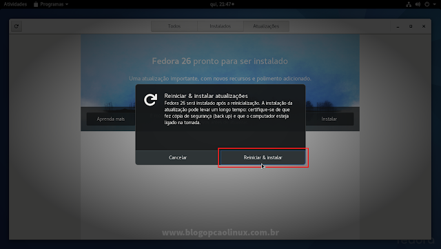 Após, clique em "Reiniciar e instalar"