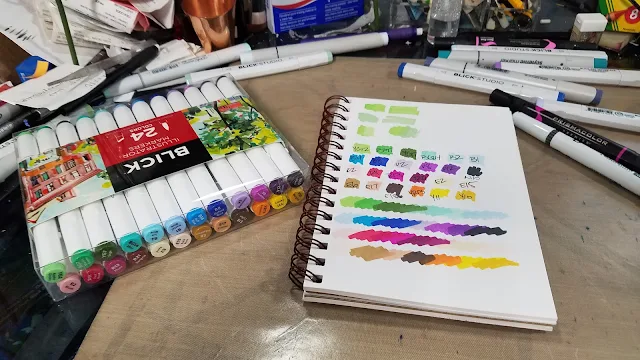 Blick Illustrator Markers Swatches and Blending Tests