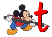 Alfabeto de Mickey Mouse en diferentes posturas y vestuarios t.