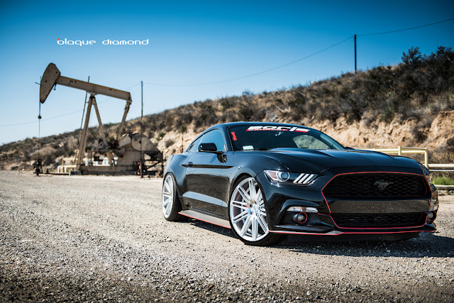 2015 Ford Mustang with 22 BD-2’s in Silver Polished Face - Blaque Diamond Wheels