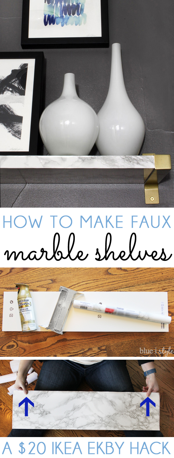 {diy with style} How to Make Faux Marble Shelves for 20 An IKEA EKBY