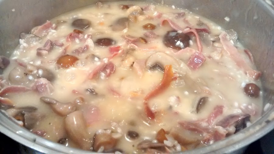 Risotto de setas y jamon