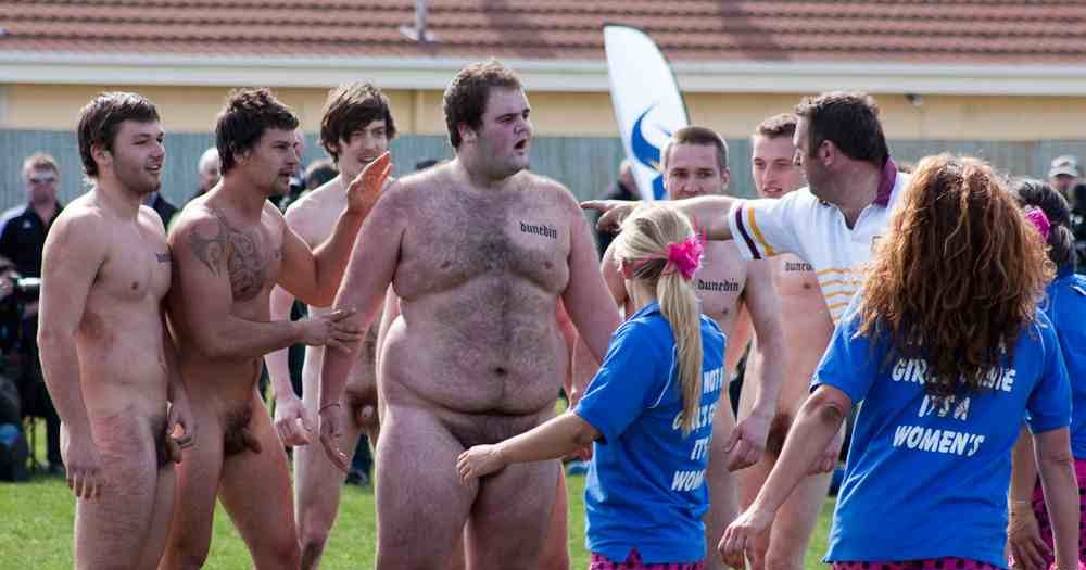 Rugby Guy Naked On A Trampoline.