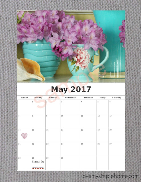 2017 free printable May Calendar | love my simple home