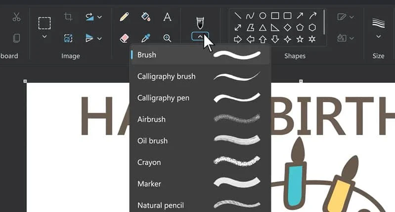 Microsoft Paint is also getting a new way to choose brush types