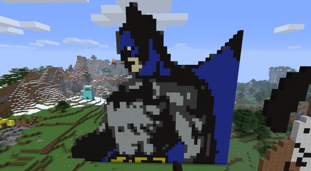 Minecraft Batman epic pixel art.
