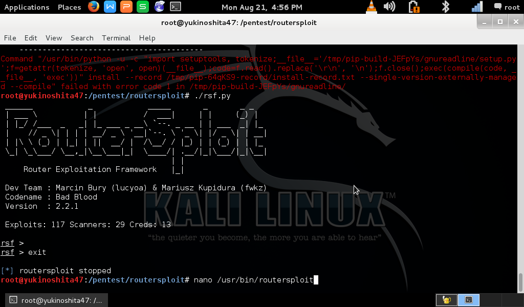 Routersploit. Routersploit