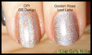 golden rose iced latte and OPI DS design comparison