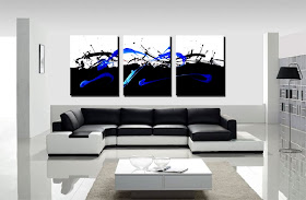 Abstract Painting "In Control - Black & Blue" by Dora Woodrum