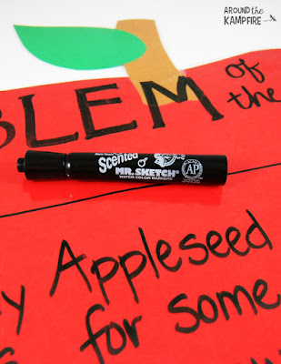 Easy to make apple shaped reusable anchor chart with FREE math printable