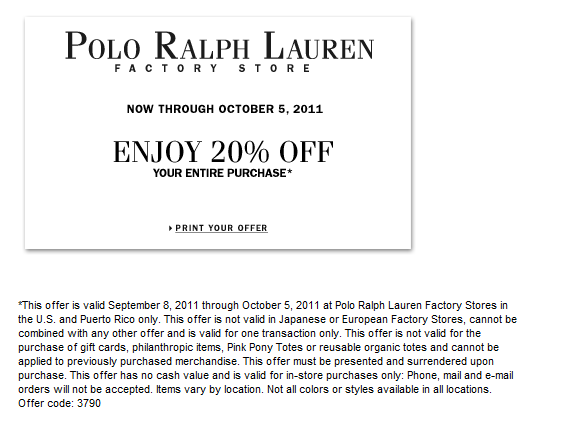 ralph outlet discount code