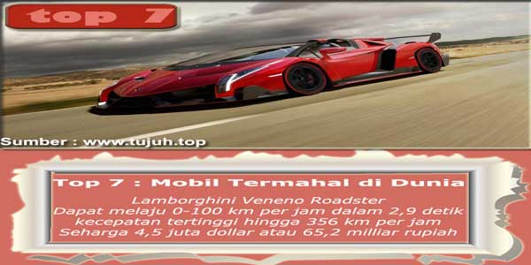 Lamborghini Veneno Roadster Mobil Termahal di Dunia Top 7 Barang-barang Termahal di Dunia