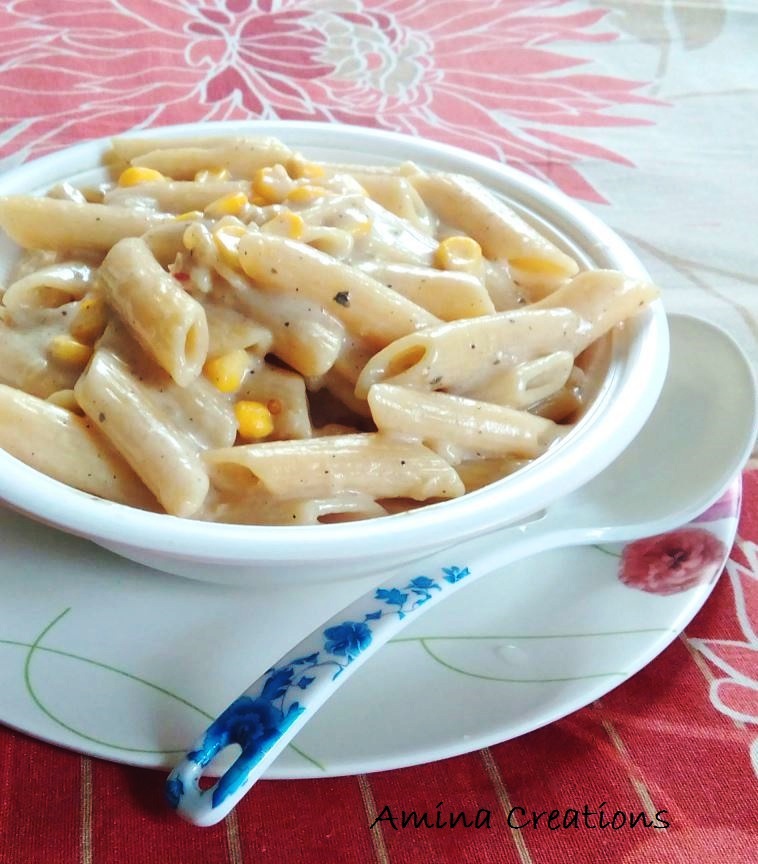 AMINA CREATIONS SWEET CORN AND CHEESE PASTA