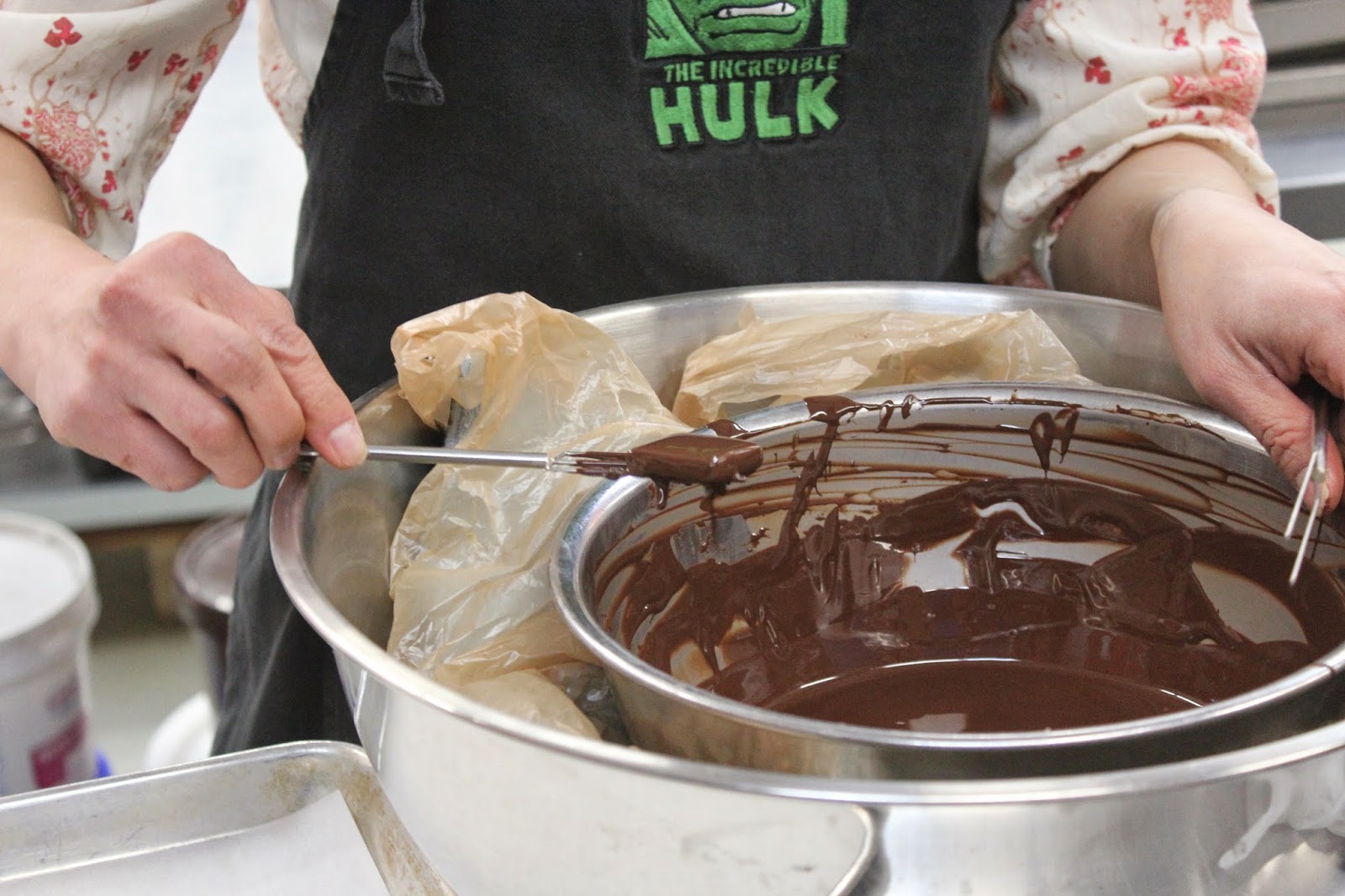 Making chocolates at EHChocolatier Beyond the Bar class