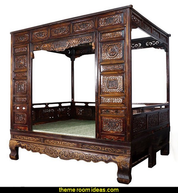 Decorating Theme Bedrooms Maries Manor Oriental Bedroom Chinese Antique Open Carved Wedding Bed