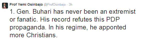 1 Gen Buhari is not a fanatic or extremist - Prof Osinbajo