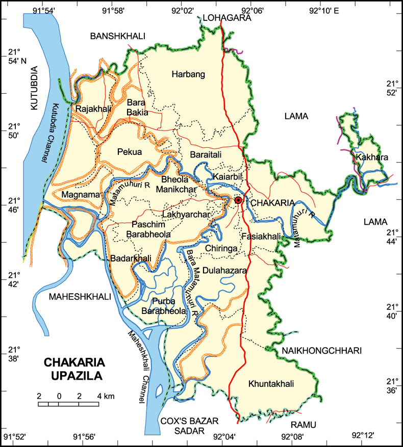 Chakaria Upazila Map Cox's Bazar District Bangladesh