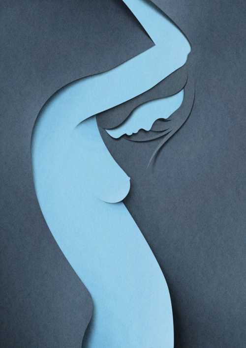 eiko ojala ilustração arte corte montagem papel mulher nua