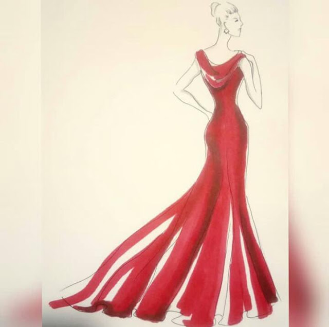فستان احمر تصميم اسماء مصطفي