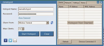 mHotspot share wifi PC to Mobile Device