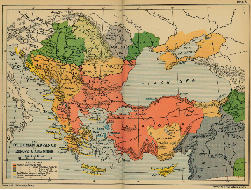 Map The Ottoman Advance in Europe and Asia Minor