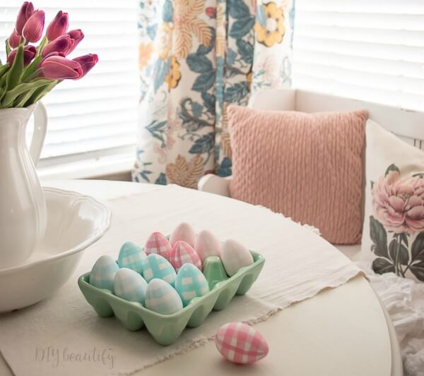 pastel colored gingham eggs