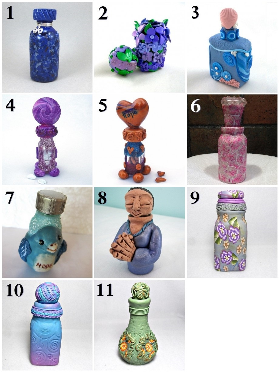 Polymer Clay Artists Guild of Etsy (PCAGOE) Bottles of Hope July Challenge