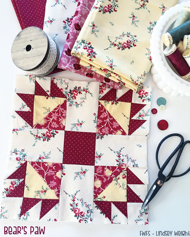 Fort Worth Fabric Studio Raspberry and Cream BOM {Block 2}