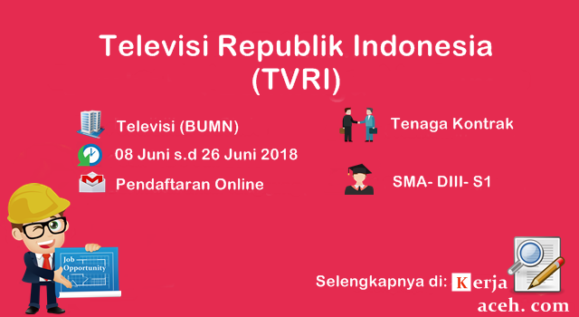 Lowongan Kerja Aceh Terbaru 2018 SMA DIII S1 TVRI Tenaga kontrak